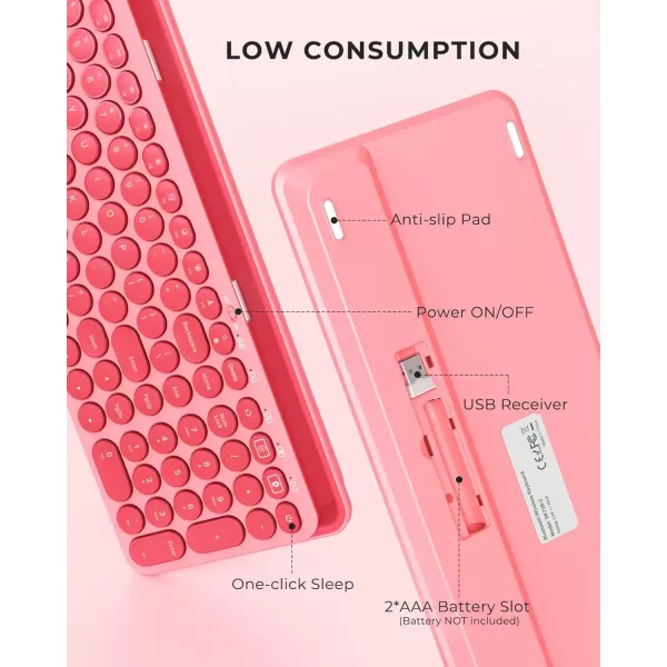 seenda Bluetooth Keyboard for iPad 24G  Bluetooth MultiDevice Typewriter Keyboard with Number Pad Tablet Holder for iPad Tablet Andriod Phone MacBookWindows PC Desktop Barbie PurpleRose Pink