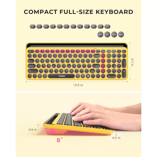 seenda Bluetooth Keyboard for iPad 24G  Bluetooth MultiDevice Typewriter Keyboard with Number Pad Tablet Holder for iPad Tablet Andriod Phone MacBookWindows PC Desktop Barbie PurpleYellow