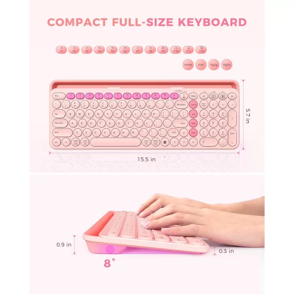 seenda Bluetooth Keyboard for iPad 24G  Bluetooth MultiDevice Typewriter Keyboard with Number Pad Tablet Holder for iPad Tablet Andriod Phone MacBookWindows PC Desktop Barbie PurplePink