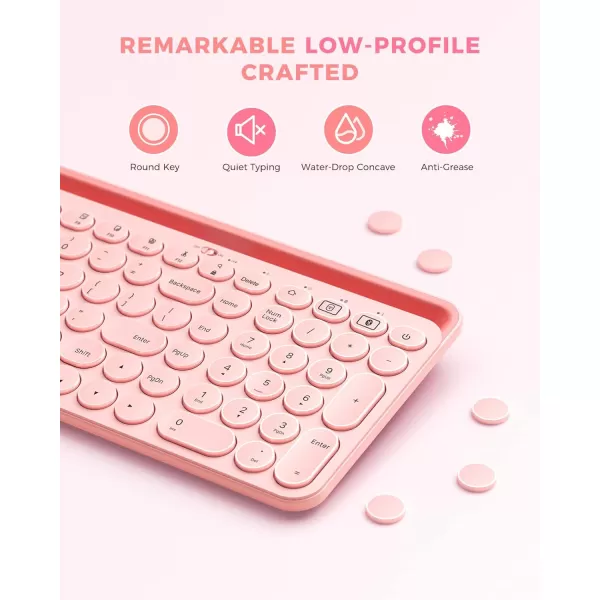 seenda Bluetooth Keyboard for iPad 24G  Bluetooth MultiDevice Typewriter Keyboard with Number Pad Tablet Holder for iPad Tablet Andriod Phone MacBookWindows PC Desktop Barbie PurplePink