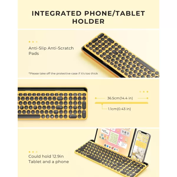 seenda Bluetooth Keyboard for iPad 24G  Bluetooth MultiDevice Typewriter Keyboard with Number Pad Tablet Holder for iPad Tablet Andriod Phone MacBookWindows PC Desktop Barbie PurpleYellow