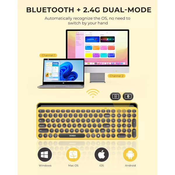 seenda Bluetooth Keyboard for iPad 24G  Bluetooth MultiDevice Typewriter Keyboard with Number Pad Tablet Holder for iPad Tablet Andriod Phone MacBookWindows PC Desktop Barbie PurpleYellow