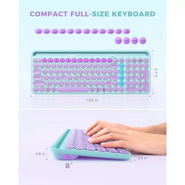 seenda Bluetooth Keyboard for iPad 24G  Bluetooth MultiDevice Typewriter Keyboard with Number Pad Tablet Holder for iPad Tablet Andriod Phone MacBookWindows PC Desktop Barbie PurplePurple  Mint green