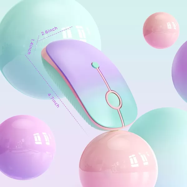 seenda Bluetooth Mouse  Dual Mode Bluetooth 40  24GHz Mouse with USB Receiver Wireless Slim Portable MultiDevice Mice for iPad MacBook Laptop PC Gradient Mint Green to Purple