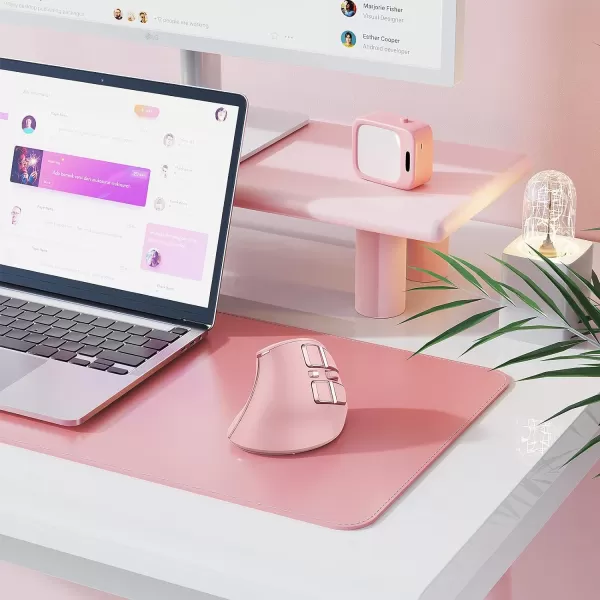 seenda Ergonomic Mouse Wireless Vertical Mouse  Rechargeable Optical Mice for MultiPurpose Bluetooth 50  Bluetooth 30  USB Connection Compatible Apple Mac Windows Computers  PinkPink