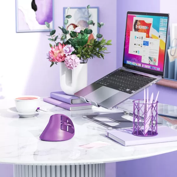 seenda Ergonomic Mouse Wireless Vertical Mouse  Rechargeable Optical Mice for MultiPurpose Bluetooth 50  Bluetooth 30  USB Connection Compatible Apple Mac Windows Computers  PinkPurple