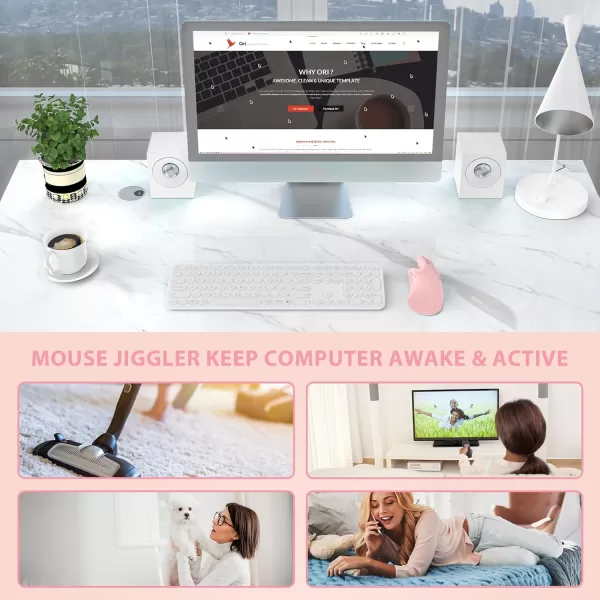 seenda Ergonomic Mouse with Jiggler  Wireless Vertical Mouse with Multi Device Connection Bluetooth or USB Reduces Wrist Strain Quiet Click Compatible with PC Laptop Mac Windows PurpleLight Pink