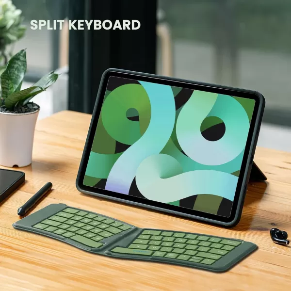 seenda Foldable Bluetooth Keyboard MultiDevice Wireless Folding Keyboard for Travel Ultra Slim Ergonomic Design with Stand Holder Portable Keyboard for Smartphone Tablet Laptop PurpleGreen