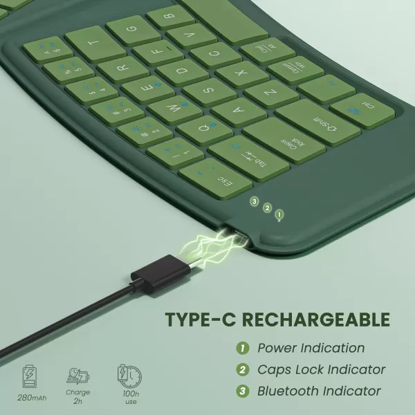 seenda Foldable Bluetooth Keyboard MultiDevice Wireless Folding Keyboard for Travel Ultra Slim Ergonomic Design with Stand Holder Portable Keyboard for Smartphone Tablet Laptop PurpleGreen
