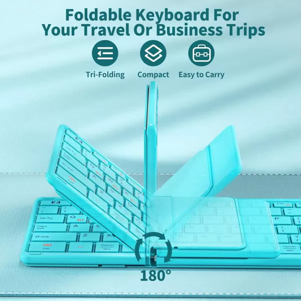 seenda Foldable Bluetooth Keyboard for Travel Portable Wireless Folding Keyboard with Number Pad FullSize Rechargeable Keyboard for Laptop Tablet PC Mac Windows iOS Android  Purple PinkGreen