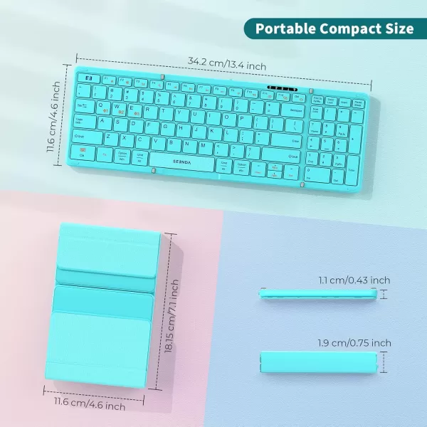 seenda Foldable Bluetooth Keyboard for Travel Portable Wireless Folding Keyboard with Number Pad FullSize Rechargeable Keyboard for Laptop Tablet PC Mac Windows iOS Android  Purple PinkGreen
