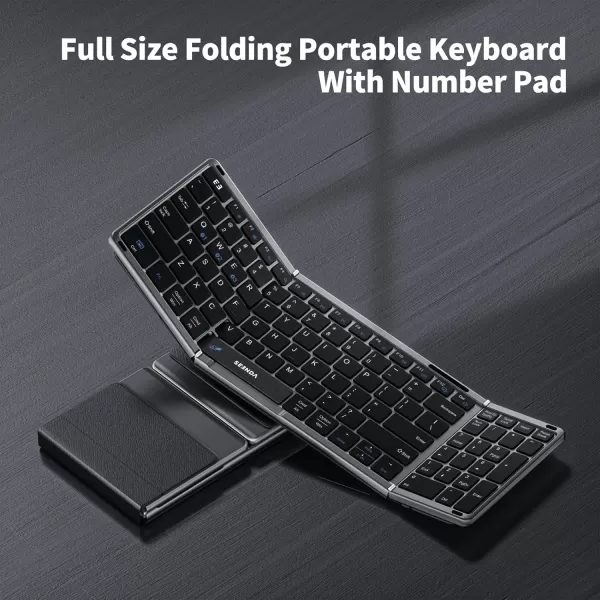 seenda Foldable Bluetooth Keyboard for Travel Portable Wireless Folding Keyboard with Number Pad FullSize Rechargeable Keyboard for Laptop Tablet PC Mac Windows iOS Android  Purple PinkBlack and Dark Grey