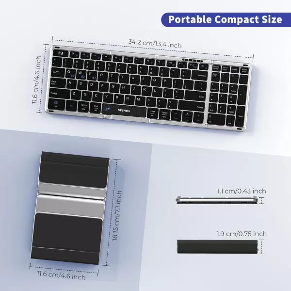 seenda Foldable Bluetooth Keyboard for Travel Portable Wireless Folding Keyboard with Number Pad FullSize Rechargeable Keyboard for Laptop Tablet PC Mac Windows iOS Android  Purple PinkBlack and Dark Grey