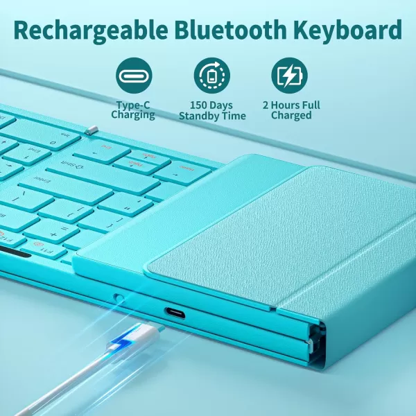 seenda Foldable Bluetooth Keyboard for Travel Portable Wireless Folding Keyboard with Number Pad FullSize Rechargeable Keyboard for Laptop Tablet PC Mac Windows iOS Android  Purple PinkGreen