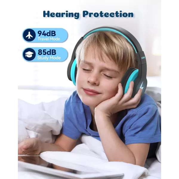 seenda Kids Bluetooth Headphones Colorful Wireless Over Ear Headset with 85dB94dB Volume Limited 45H Playtime 3 Lighting Modes Builtin Mic Headphones for Boys Girls iPad Tablet School Dark BlueBlue