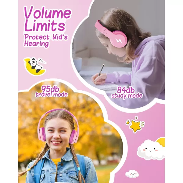 seenda Kids Bluetooth Headphones Colorful Wireless Over Ear Headset with 85dB94dB Volume Limited 45H Playtime 3 Lighting Modes Builtin Mic Headphones for Boys Girls iPad Tablet School Dark BlueMagenta