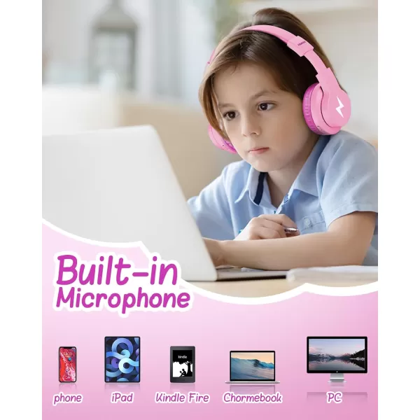 seenda Kids Bluetooth Headphones Colorful Wireless Over Ear Headset with 85dB94dB Volume Limited 45H Playtime 3 Lighting Modes Builtin Mic Headphones for Boys Girls iPad Tablet School Dark BlueMagenta