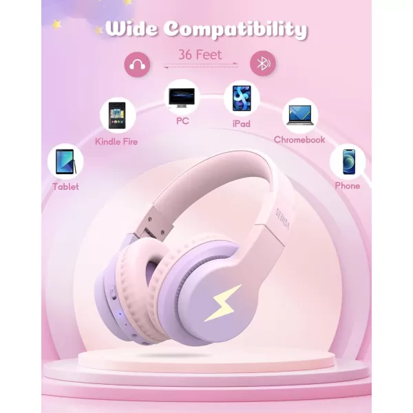 seenda Kids Bluetooth Headphones Colorful Wireless Over Ear Headset with 85dB94dB Volume Limited 45H Playtime 3 Lighting Modes Builtin Mic Headphones for Boys Girls iPad Tablet School Dark BluePink
