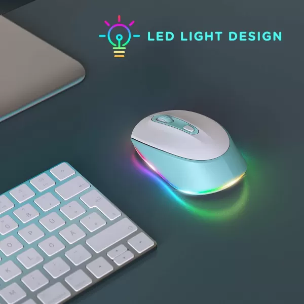 seenda Rechargeable Wireless Mouse Light Up Mouse for Laptop Small Cordless Mice with Quiet Click ampamp LED Lights for Kids Chromebook Windows Mac PC Computer  BlackMint Green wireless mouse
