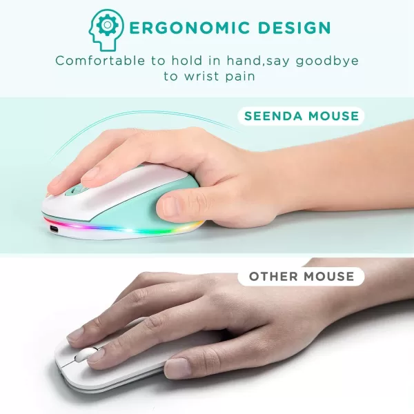 seenda Rechargeable Wireless Mouse Light Up Mouse for Laptop Small Cordless Mice with Quiet Click ampamp LED Lights for Kids Chromebook Windows Mac PC Computer  BlackMint Green wireless mouse