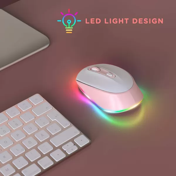 seenda Rechargeable Wireless Mouse Light Up Mouse for Laptop Small Cordless Mice with Quiet Click ampamp LED Lights for Kids Chromebook Windows Mac PC Computer  BlackChromebook Pink Mouse for Laptop