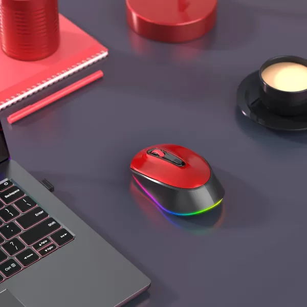 seenda Rechargeable Wireless Mouse Light Up Mouse for Laptop Small Cordless Mice with Quiet Click ampamp LED Lights for Kids Chromebook Windows Mac PC Computer  BlackBlack and Red