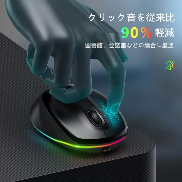 seenda Rechargeable Wireless Mouse Light Up Mouse for Laptop Small Cordless Mice with Quiet Click ampamp LED Lights for Kids Chromebook Windows Mac PC Computer  BlackA  Black Light Up Mouse