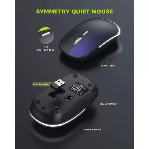 seenda Wireless Backlit Keyboard and Mouse Combo 24G USB Silent Keyboard and Mouse Rechargeable FullSize Ultra Slim Keyboard ampamp Mouse Set for Windows PC Computer Laptop Desktop