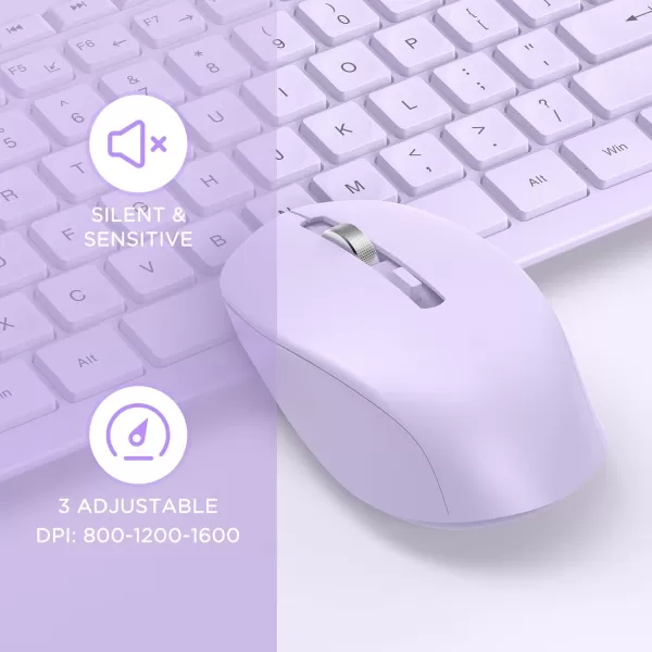 seenda Wireless Keyboard and Mouse Combo 24GHz Wireless Quiet Keyboard Mouse with USB Receiver Full Size Cute Wireless Keyboard Mouse Set for Windows Laptop Computer Desktop PurplePurple