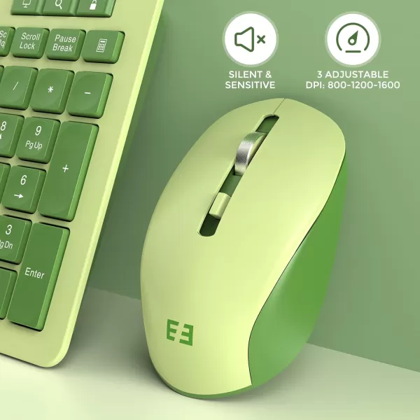 seenda Wireless Keyboard and Mouse Combo 24GHz Wireless Quiet Keyboard Mouse with USB Receiver Full Size Cute Wireless Keyboard Mouse Set for Windows Laptop Computer Desktop PurpleYellowish Green and Dark Green