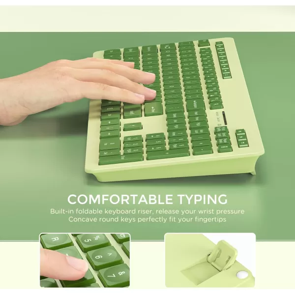 seenda Wireless Keyboard and Mouse Combo 24GHz Wireless Quiet Keyboard Mouse with USB Receiver Full Size Cute Wireless Keyboard Mouse Set for Windows Laptop Computer Desktop PurpleYellowish Green and Dark Green