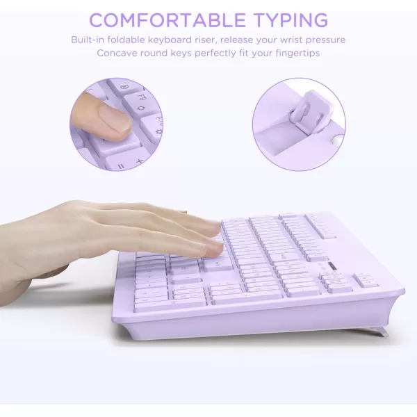 seenda Wireless Keyboard and Mouse Combo 24GHz Wireless Quiet Keyboard Mouse with USB Receiver Full Size Cute Wireless Keyboard Mouse Set for Windows Laptop Computer Desktop PurplePurple