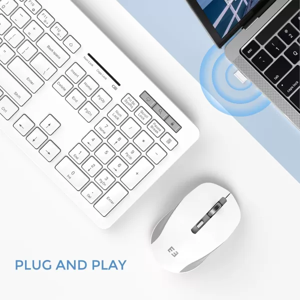 seenda Wireless Keyboard and Mouse Combo 24GHz Wireless Quiet Keyboard Mouse with USB Receiver Full Size Cute Wireless Keyboard Mouse Set for Windows Laptop Computer Desktop PurpleWhite