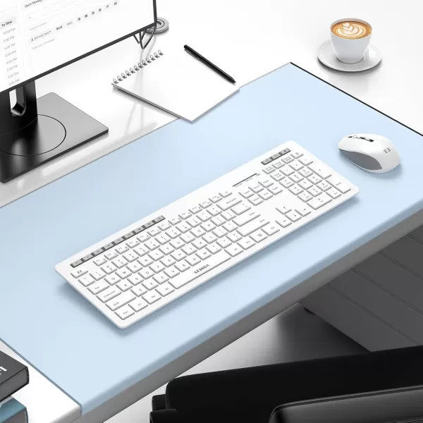 seenda Wireless Keyboard and Mouse Combo 24GHz Wireless Quiet Keyboard Mouse with USB Receiver Full Size Cute Wireless Keyboard Mouse Set for Windows Laptop Computer Desktop PurpleWhite