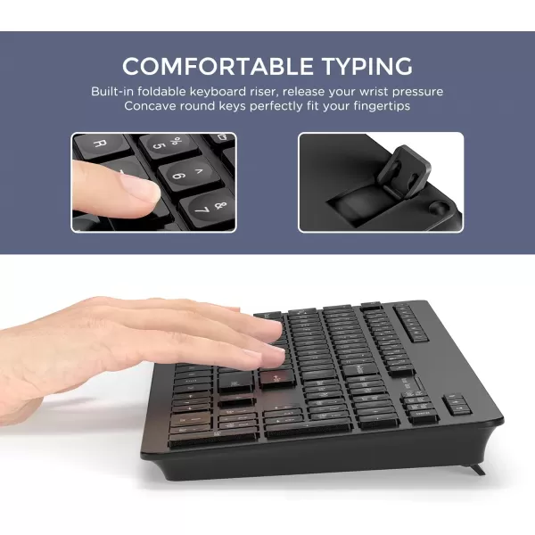 seenda Wireless Keyboard and Mouse Combo 24GHz Wireless Quiet Keyboard Mouse with USB Receiver Full Size Cute Wireless Keyboard Mouse Set for Windows Laptop Computer Desktop PurpleBlack