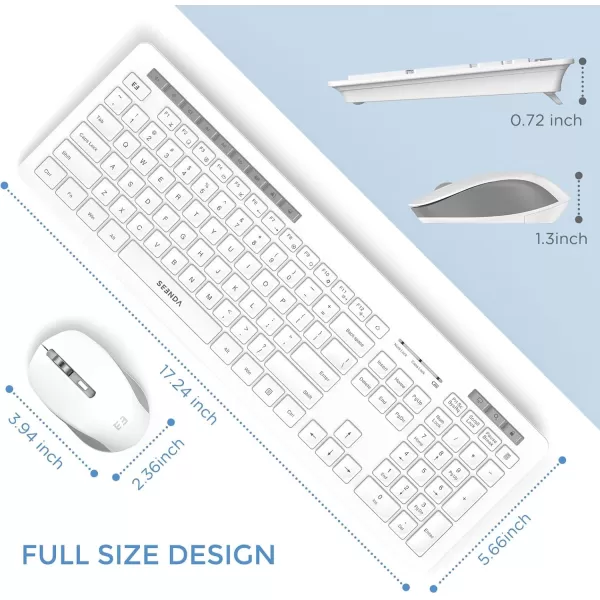 seenda Wireless Keyboard and Mouse Combo 24GHz Wireless Quiet Keyboard Mouse with USB Receiver Full Size Cute Wireless Keyboard Mouse Set for Windows Laptop Computer Desktop PurpleWhite