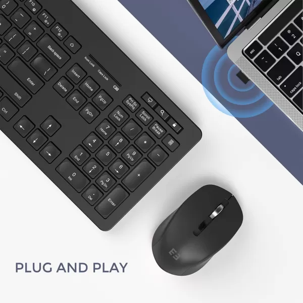 seenda Wireless Keyboard and Mouse Combo 24GHz Wireless Quiet Keyboard Mouse with USB Receiver Full Size Cute Wireless Keyboard Mouse Set for Windows Laptop Computer Desktop PurpleBlack