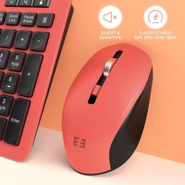 seenda Wireless Keyboard and Mouse Combo 24GHz Wireless Quiet Keyboard Mouse with USB Receiver Full Size Cute Wireless Keyboard Mouse Set for Windows Laptop Computer Desktop PurpleReddish Orange and Black