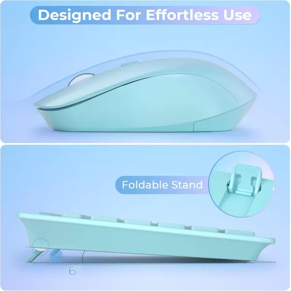 seenda Wireless Keyboard and Mouse Combo 24GHz Wireless Quiet Keyboard Mouse with USB Receiver Full Size Cute Wireless Keyboard Mouse Set for Windows Laptop Computer Desktop PurpleBlue