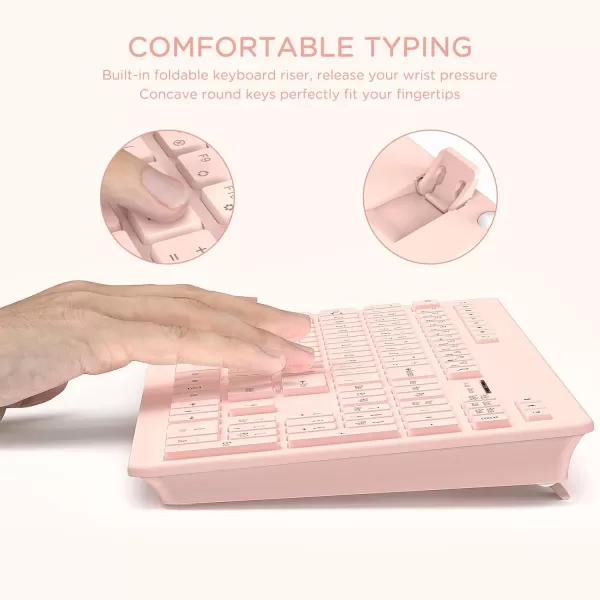 seenda Wireless Keyboard and Mouse Combo 24GHz Wireless Quiet Keyboard Mouse with USB Receiver Full Size Cute Wireless Keyboard Mouse Set for Windows Laptop Computer Desktop PurplePink