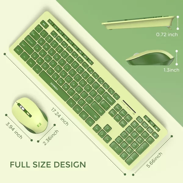seenda Wireless Keyboard and Mouse Combo 24GHz Wireless Quiet Keyboard Mouse with USB Receiver Full Size Cute Wireless Keyboard Mouse Set for Windows Laptop Computer Desktop PurpleYellowish Green and Dark Green