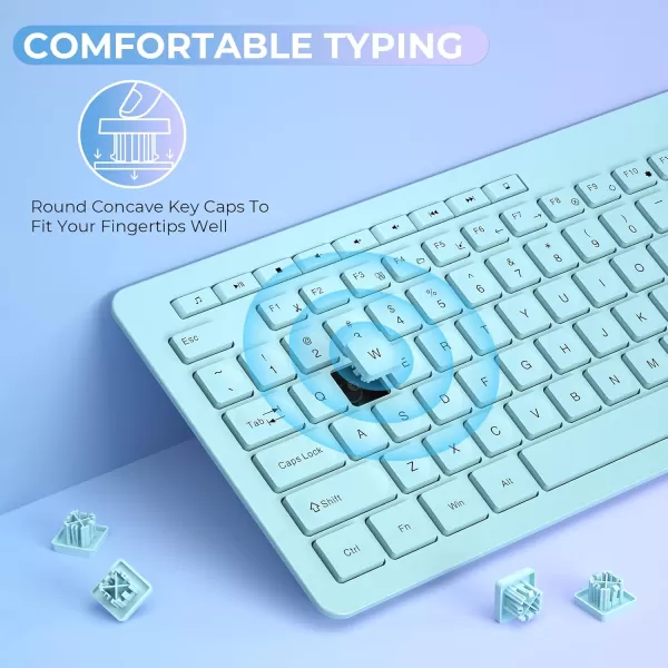 seenda Wireless Keyboard and Mouse Combo 24GHz Wireless Quiet Keyboard Mouse with USB Receiver Full Size Cute Wireless Keyboard Mouse Set for Windows Laptop Computer Desktop PurpleBlue