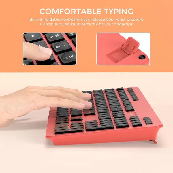 seenda Wireless Keyboard and Mouse Combo 24GHz Wireless Quiet Keyboard Mouse with USB Receiver Full Size Cute Wireless Keyboard Mouse Set for Windows Laptop Computer Desktop PurpleReddish Orange and Black