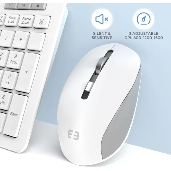 seenda Wireless Keyboard and Mouse Combo 24GHz Wireless Quiet Keyboard Mouse with USB Receiver Full Size Cute Wireless Keyboard Mouse Set for Windows Laptop Computer Desktop PurpleWhite