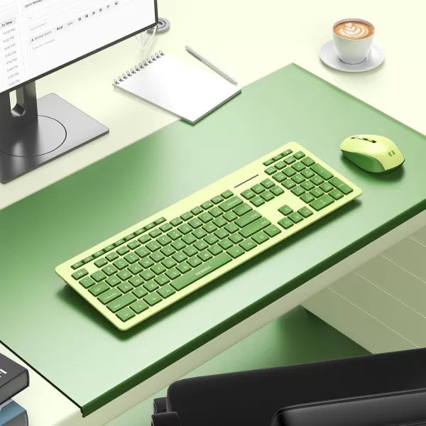 seenda Wireless Keyboard and Mouse Combo 24GHz Wireless Quiet Keyboard Mouse with USB Receiver Full Size Cute Wireless Keyboard Mouse Set for Windows Laptop Computer Desktop PurpleYellowish Green and Dark Green