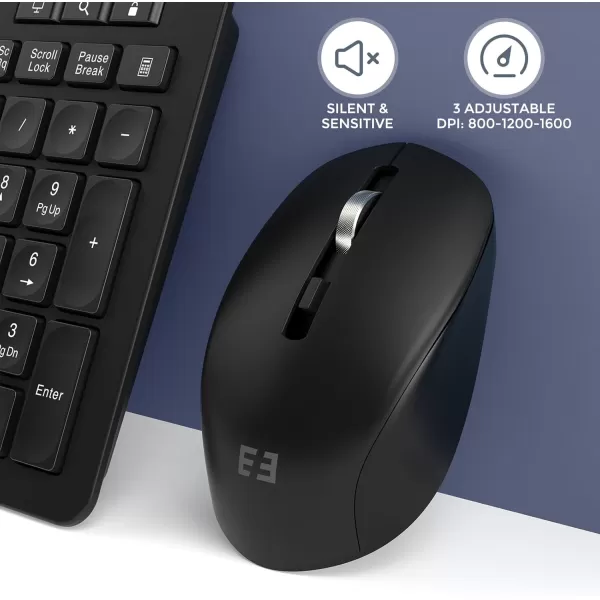 seenda Wireless Keyboard and Mouse Combo 24GHz Wireless Quiet Keyboard Mouse with USB Receiver Full Size Cute Wireless Keyboard Mouse Set for Windows Laptop Computer Desktop PurpleBlack
