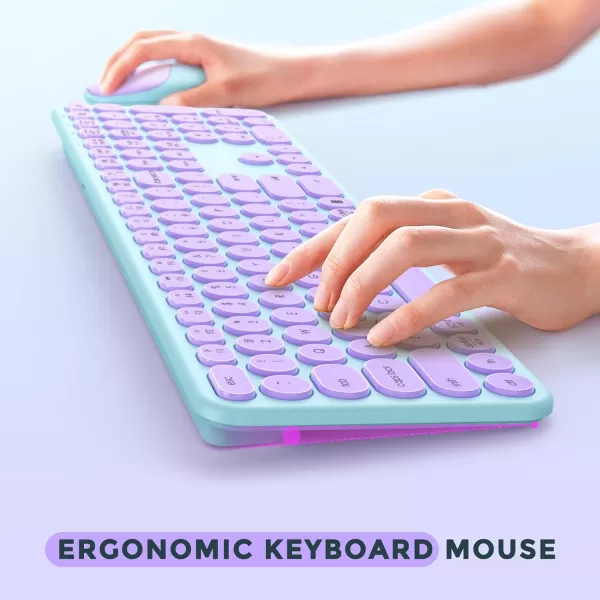 seenda Wireless Keyboard and Mouse USB ampamp Type C Keyboard Mouse Combo Full Size Pink Wireless Keyboard Compatible for Win 7810 MacBook ProAir Laptop PC  Pink PurplePurple Green