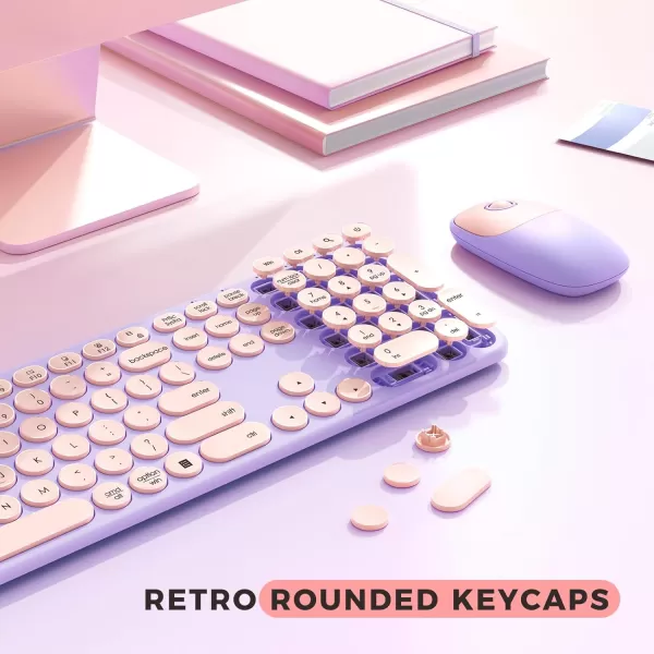 seenda Wireless Keyboard and Mouse USB ampamp Type C Keyboard Mouse Combo Full Size Pink Wireless Keyboard Compatible for Win 7810 MacBook ProAir Laptop PC  Pink PurplePink Purple