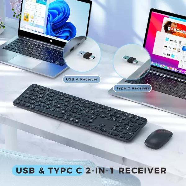 seenda Wireless Keyboard and Mouse USB ampamp Type C Keyboard Mouse Combo Full Size Pink Wireless Keyboard Compatible for Win 7810 MacBook ProAir Laptop PC  Pink PurpleBlack