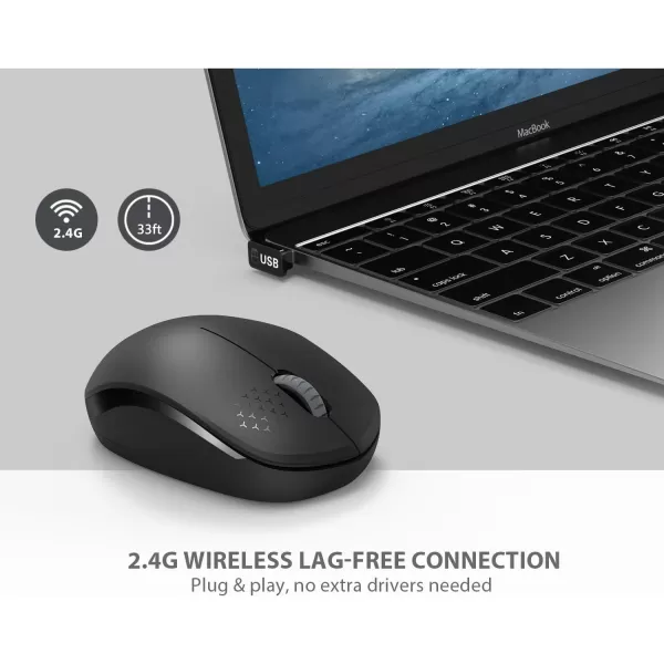 seenda Wireless Mouse 24G Noiseless Mouse with USB Receiver Portable Computer Mice for PC Tablet Laptop Notebook with Windows System  PinkBlack